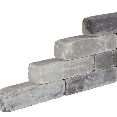 Linea Block Getrommeld Grey/Black 15x15x60  PARTIJ 34stuks